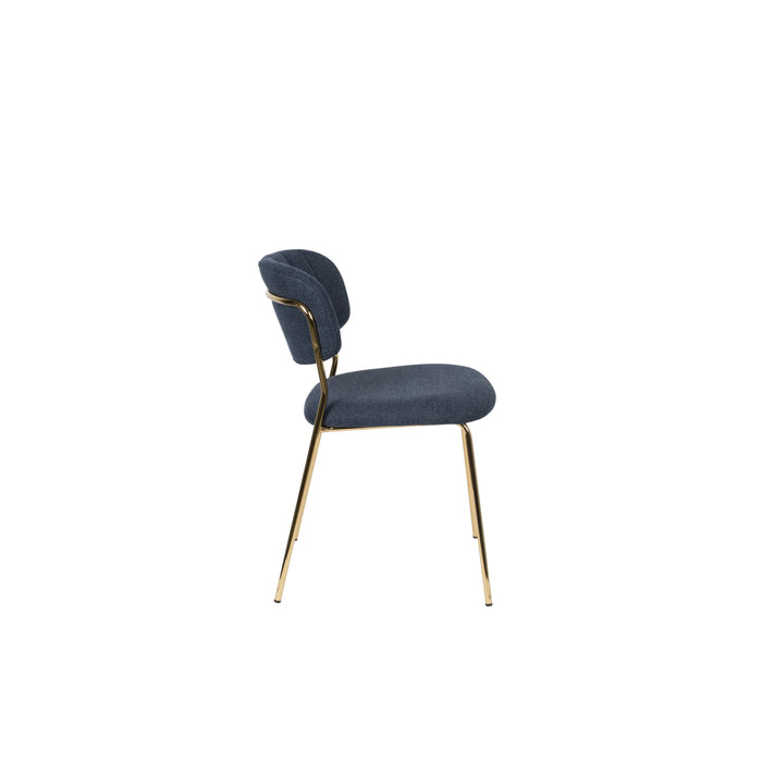 Housecraft Living Jolien Eetkamerstoelen Goud| Donkerblauw - Set van 2