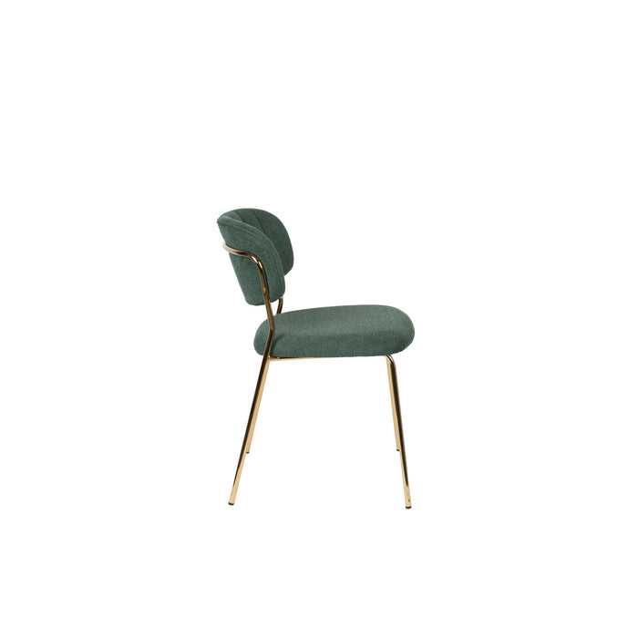 Housecraft Living Jolien Eetkamerstoelen Goud| Dondergroen - Set van 2