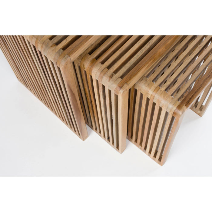 Housecraft Living Djia Bijzettafel Teak Hout - Set van 3 - Bruin