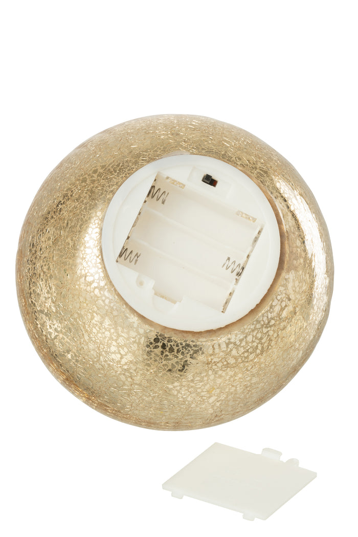 J-Line kerstbal - glas - goud - large - LED lichtjes