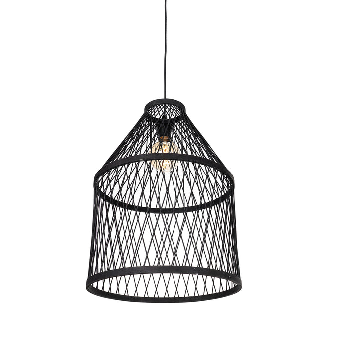 QAZQA Smart buiten hanglamp zwart rotan 3-lichts incl. 3 Wifi G95 -