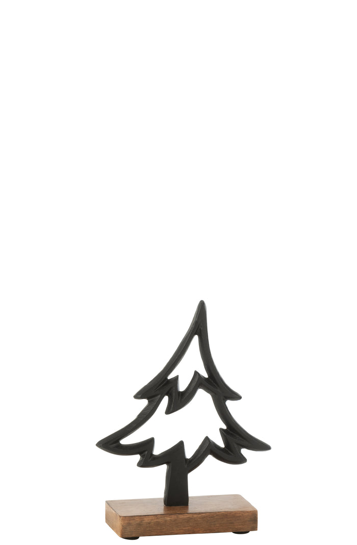 J-Line decoratie Denneboom Op Voet  - aluminium|hout - zwart - small