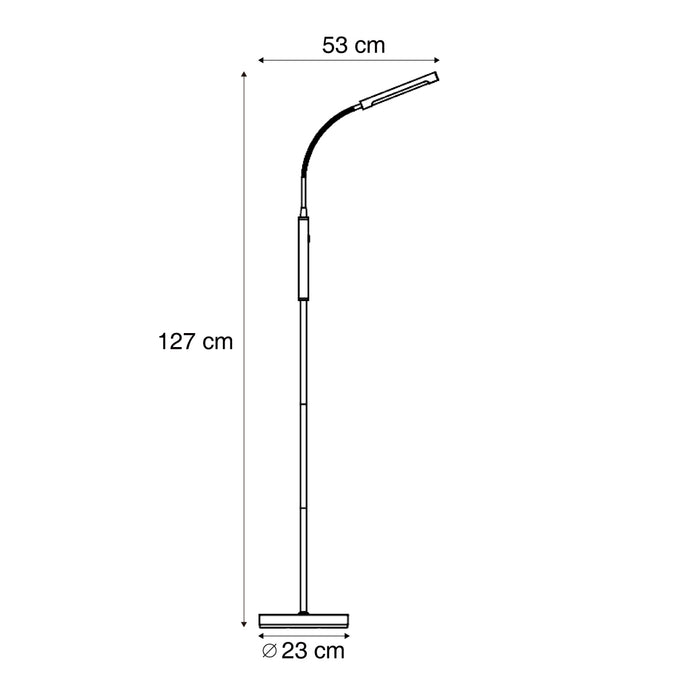 QAZQA Moderne vloerlamp zwart incl. LED 3-staps dimbaar oplaadbaar -