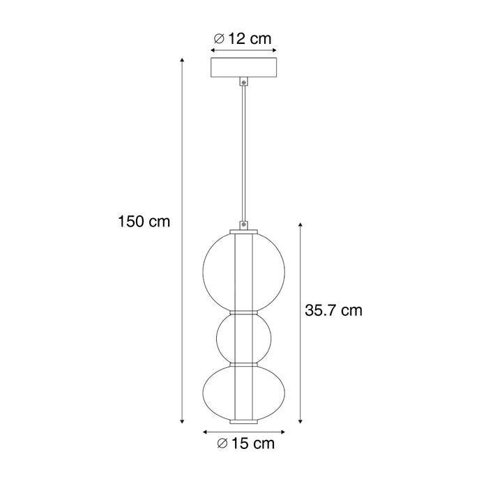 QAZQA Art Deco hanglamp zwart met smoke en helder glas 3-lichts incl.