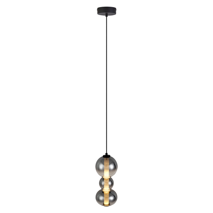 QAZQA Art Deco hanglamp zwart met smoke en helder glas 3-lichts incl.
