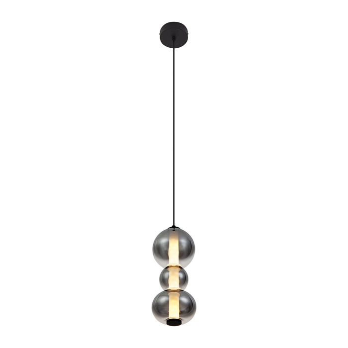 QAZQA Art Deco hanglamp zwart met smoke en helder glas 3-lichts incl.