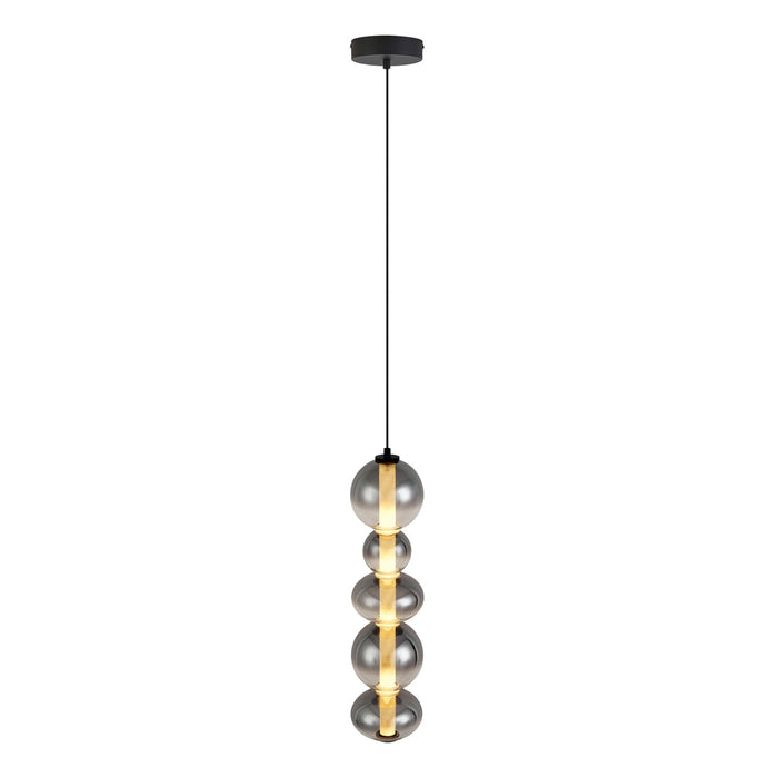 QAZQA Art Deco hanglamp zwart met smoke en helder glas 5-lichts incl.