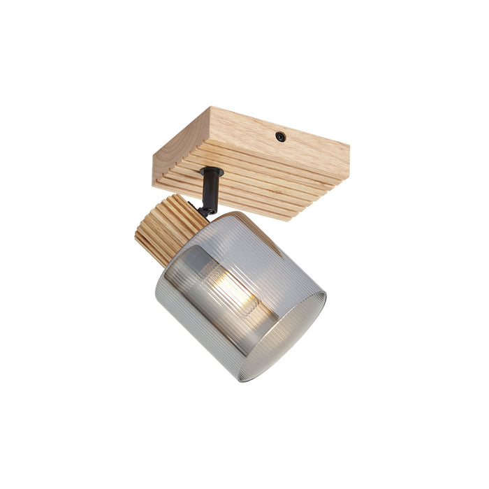 QAZQA Moderne spot hout met smoke glas draai- en kantelbaar - Gracy