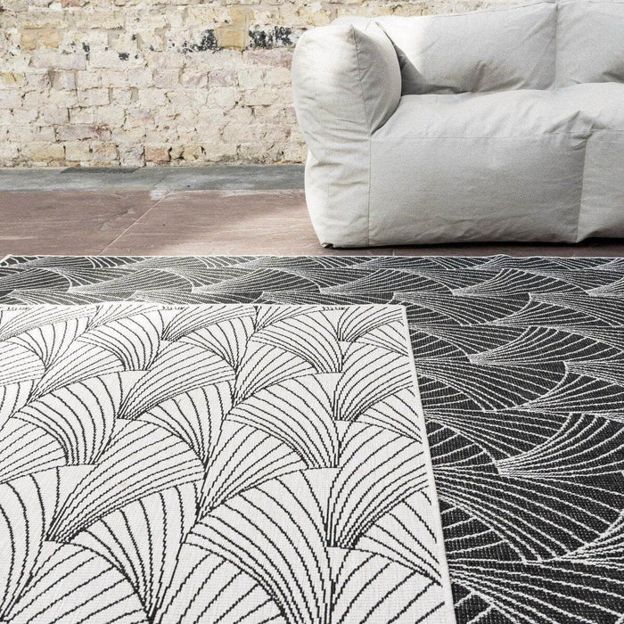 Interieur05 Buitenkleed Deco zwart|wit dubbelzijdig - 160 x 230 cm