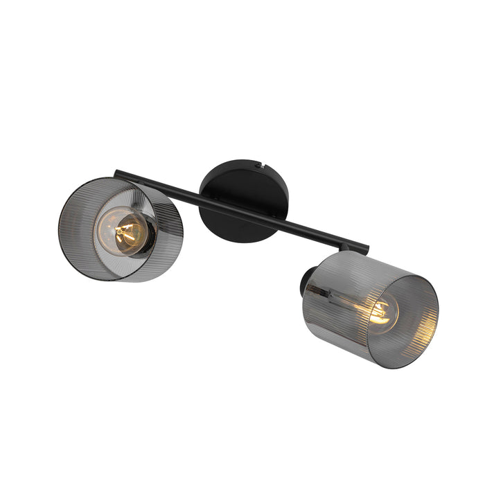 QAZQA Plafondspot zwart met smoke glas 2-lichts verstelbaar - Laura