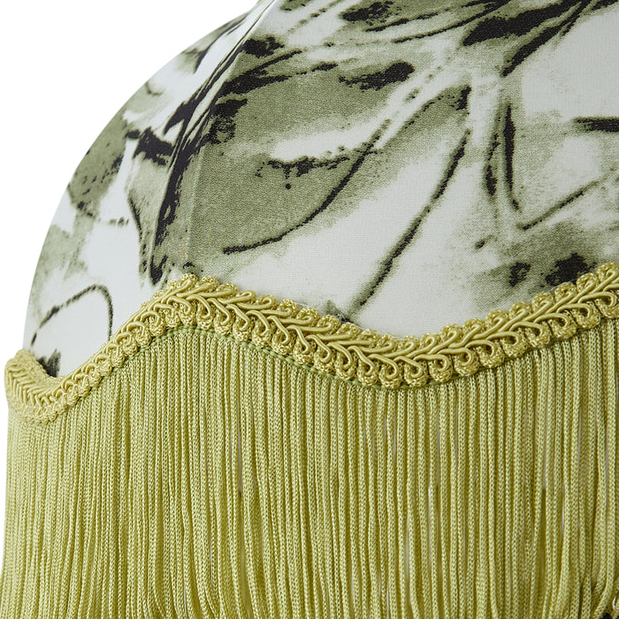 QAZQA Stoffen lampenkap blad dessin met witte binnenkant 31,5|15|14 -