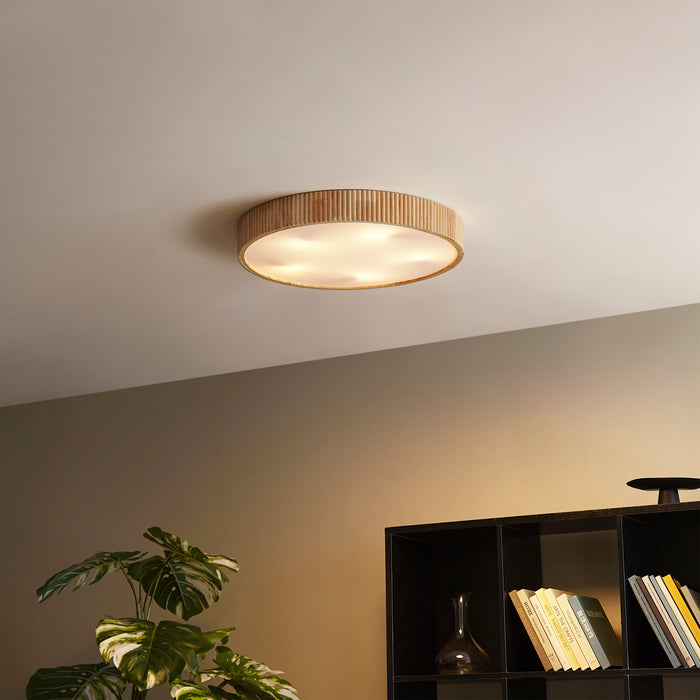 QAZQA Japandi plafondlamp hout 60cm 5-lichts - Lyra