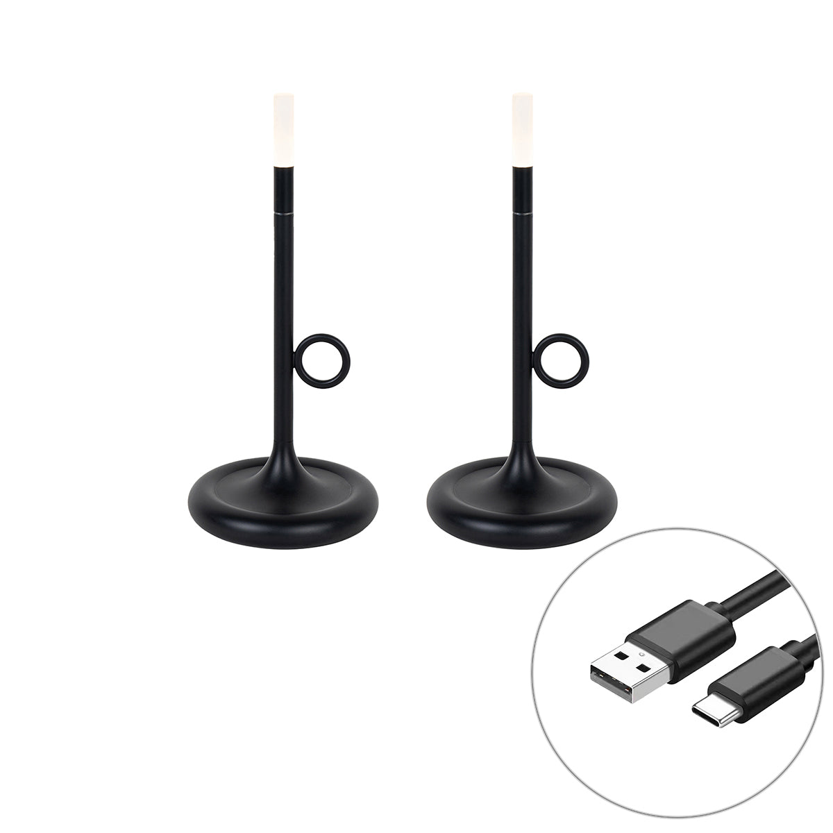 QAZQA Set van 2 buiten tafellampen zwart met dimmer oplaadbaar -