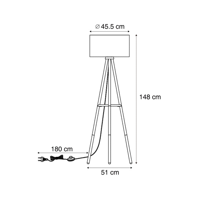 QAZQA Scandinavische vloerlamp hout met stoffen kap wit - Lou