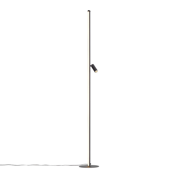 QAZQA Design vloerlamp zwart met leeslamp incl. LED met touch dimmer