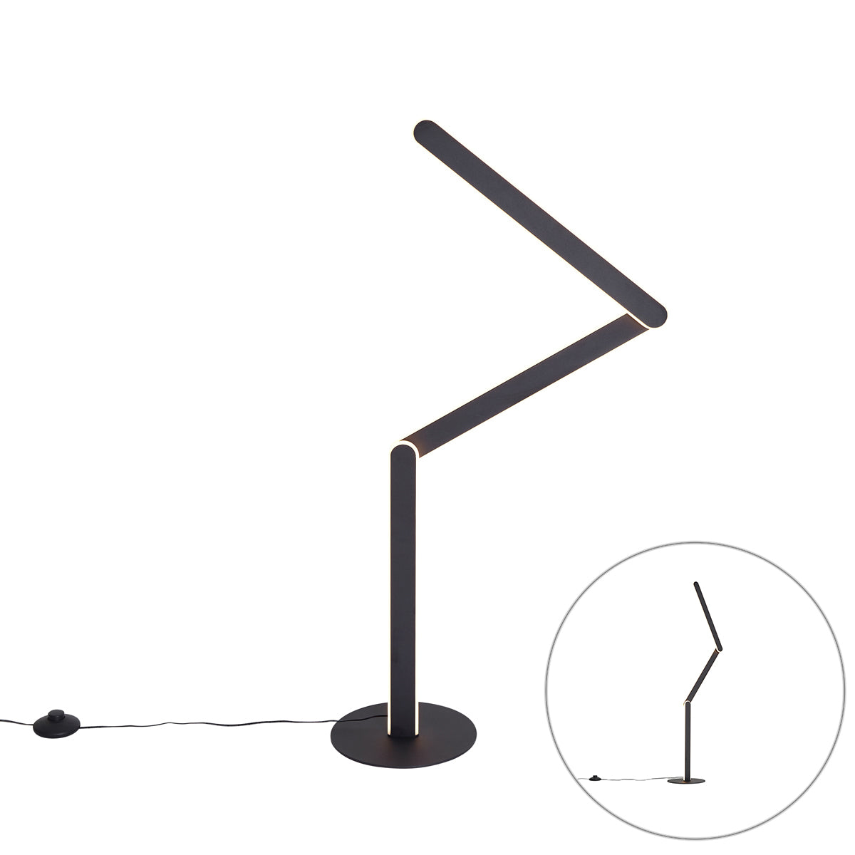 QAZQA Design vloerlamp zwart incl. LED 3-staps dimbaar - Gate