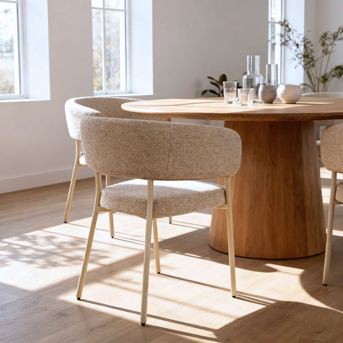 DÉJA Living - Eetkamerstoel Beige Stof - Malilla - Set van 2