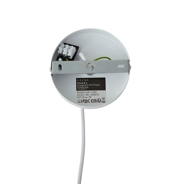 QAZQA Moderne hanglamp beige met naturel 50cm 3-lichts - Drum Duo