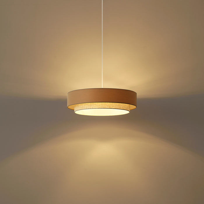 QAZQA Moderne hanglamp beige met naturel 50cm 3-lichts - Drum Duo