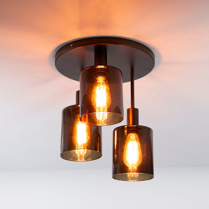 Fraaai Lucien plafondlamp 3-lichts - bruin