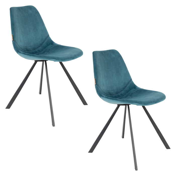 Dutchbone Franky Eetkamerstoelen  Blauw - Set van 2