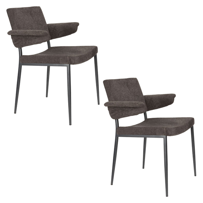 Dutchbone Portland Eetkamerstoelen met leuning Grijs - Set van 2