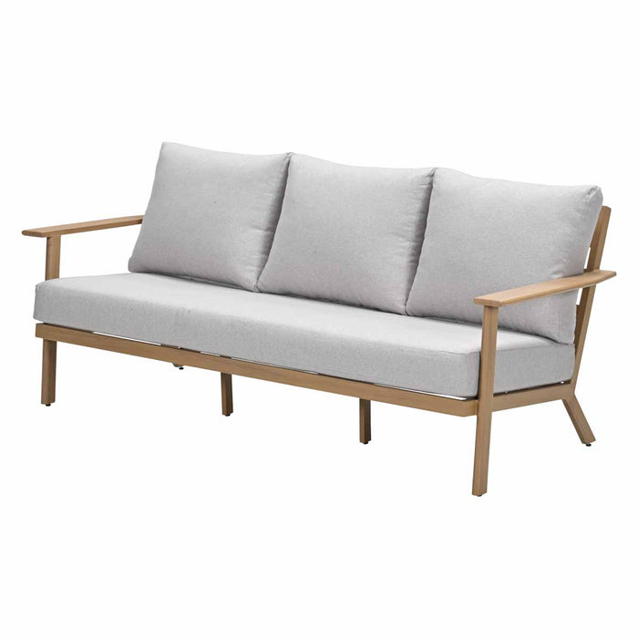 Chicago aluminium 3-zits loungebank - natural teak look