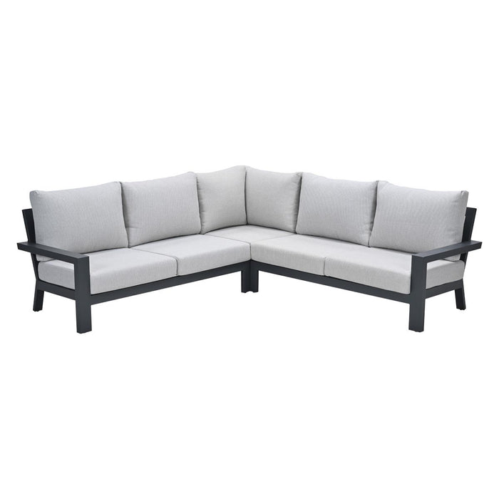 Geneva aluminium loungeset -carbon black - valley sand