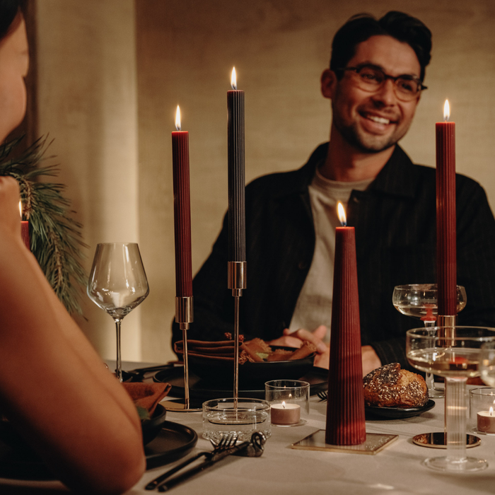 Spaas Geribde Dinerkaars - 23|240mm - Zwart - 10u - Set van 9