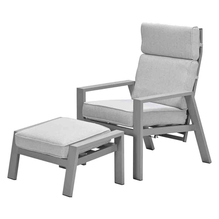 Max verstelbare, aluminium loungestoel met voetbank - taupe