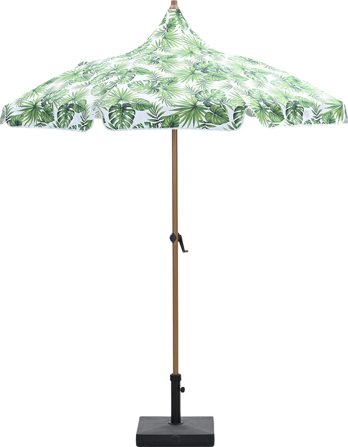 Aloha – stokparasol Ø200 cm – light teak look – palm green