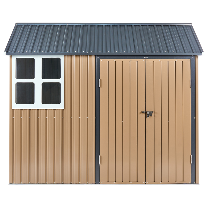 Beliani-NOCCIANO-Tuin gereedschapschuur-Bruin- 235 x 175 cm-Staal