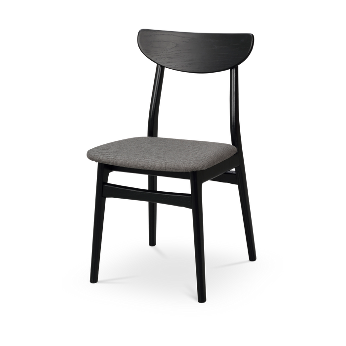 Rowico Home Rodham Houten Eetkamerstoel Zwart - Donkergrijze Stof