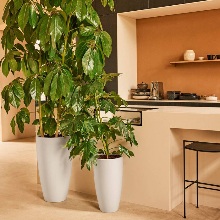 Elho June Round High 30 - Linnen wit - L 30 x B x H 53 cm - Binnen en Buiten - 100% gerecycled