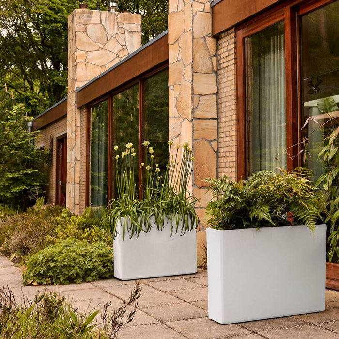 Elho June Brick Divider 80 - Linnen wit - L 79 x B x H 59 cm - Binnen en Buiten - 100% gerecycled kunststof