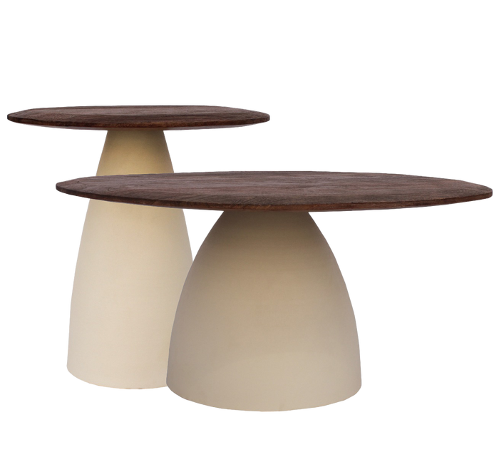 Brix - Salontafel Set Marron - Beige - Mangohout