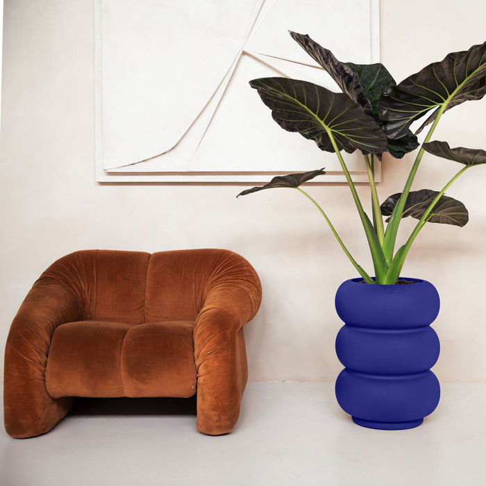 Elho Amber Roll High 43 - Royal blue - Ø 43 x H 58 cm - Binnen en Buiten - 100% gerecycled kunststof