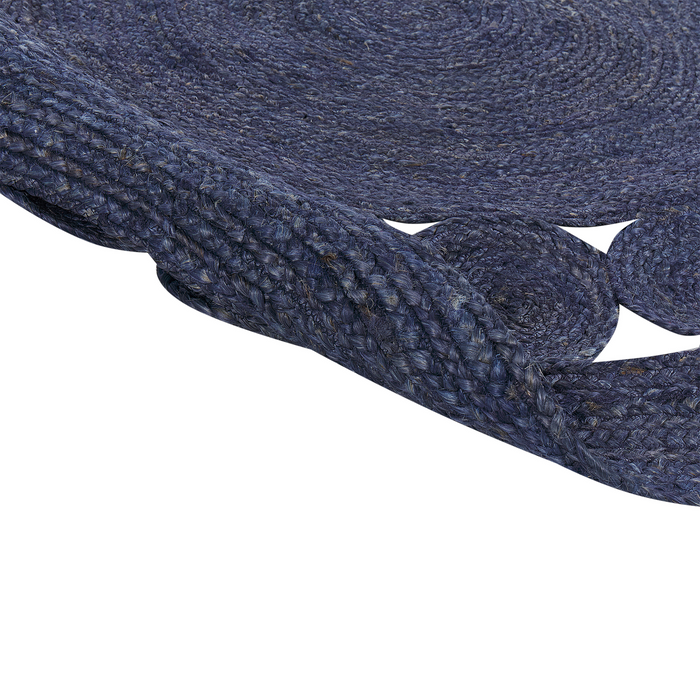 Beliani-KOYUNLU-Laagpolig vloerkleed-Donkerblauw- 120 cm-Jute