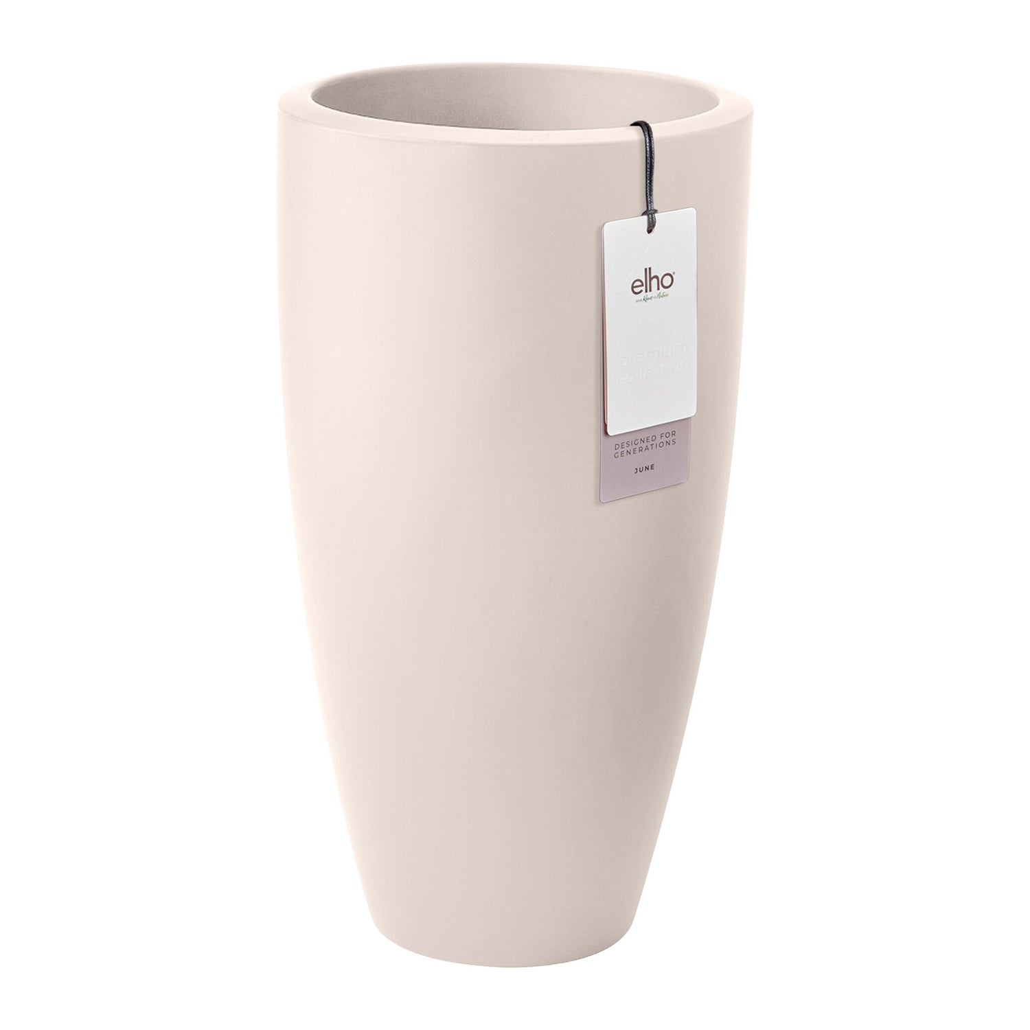 Elho June Round High 30 - Linnen wit - L 30 x B x H 53 cm - Binnen en Buiten - 100% gerecycled