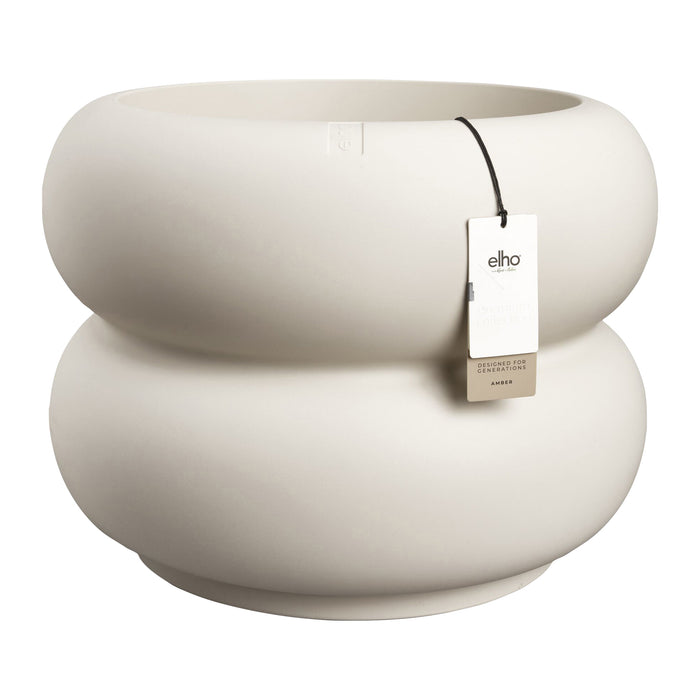 Elho Amber Roll Low 60 - Linnen wit - Ø 60 x H 46 cm - Binnen en Buiten - 100% gerecycled