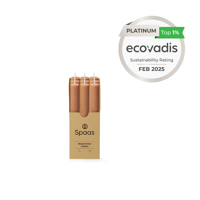 Spaas Geribde Dinerkaars - 23|240mm - Beige - 10u - Set van 9