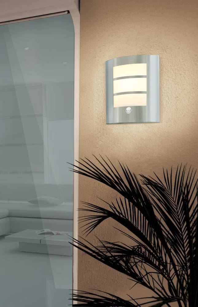 EGLO Buitenmuurlamp met sensor City zilverkleurig 88142