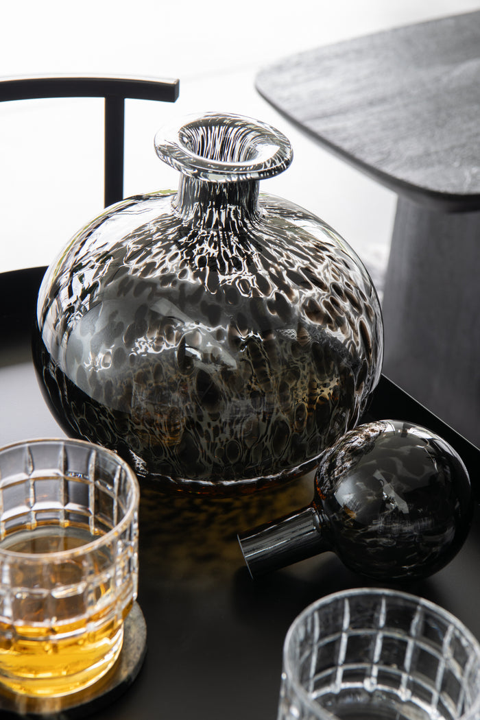 J-Line decoratie Fles + Stop Stip Rond - glas - zwart