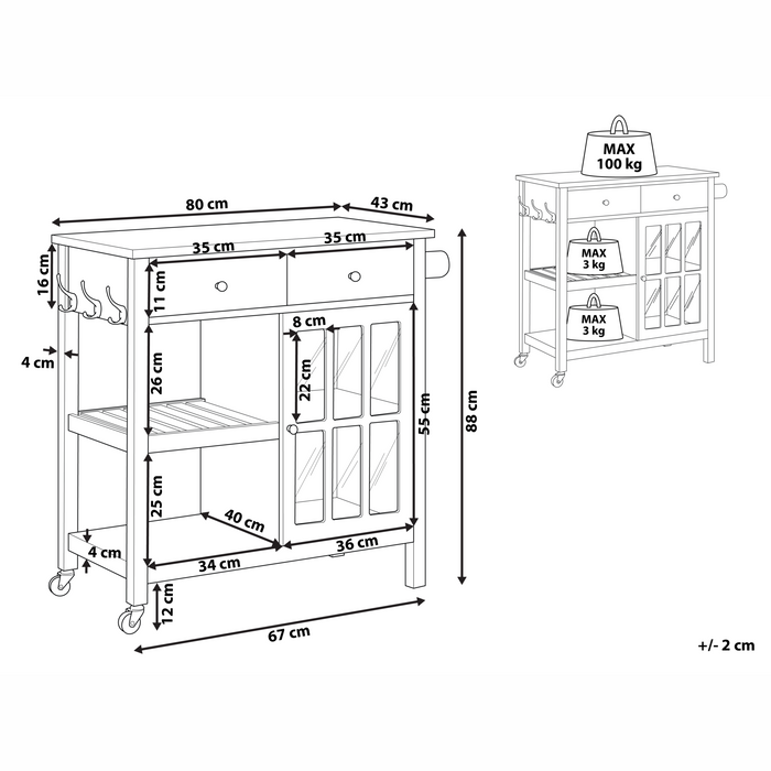 Beliani - GENOA - Keukentrolley - Zwart - MDF