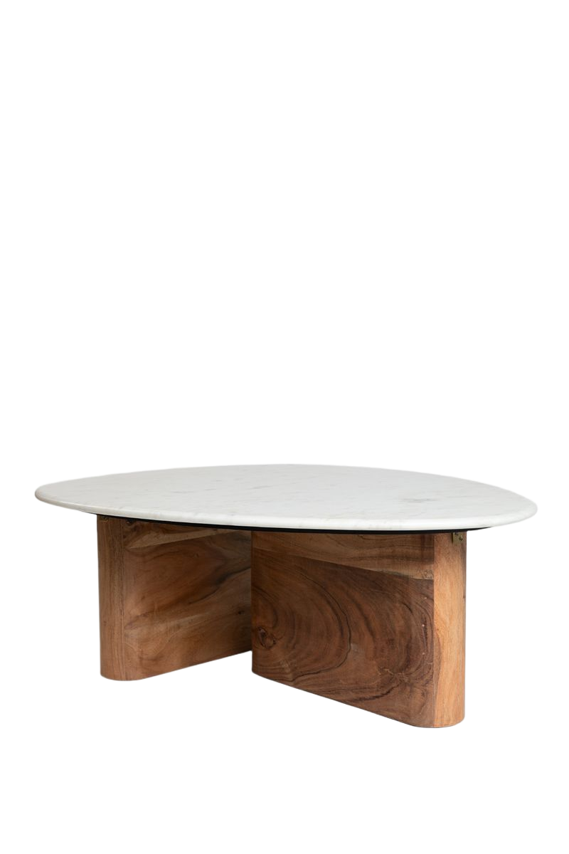 Sissy-Boy Houten koffietafel met marmer blad