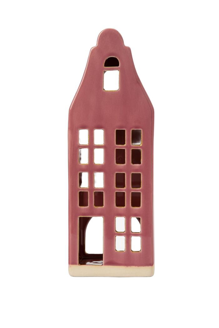 Sissy-Boy Donkerpaars waxinelichthouder huisje met klokgevel