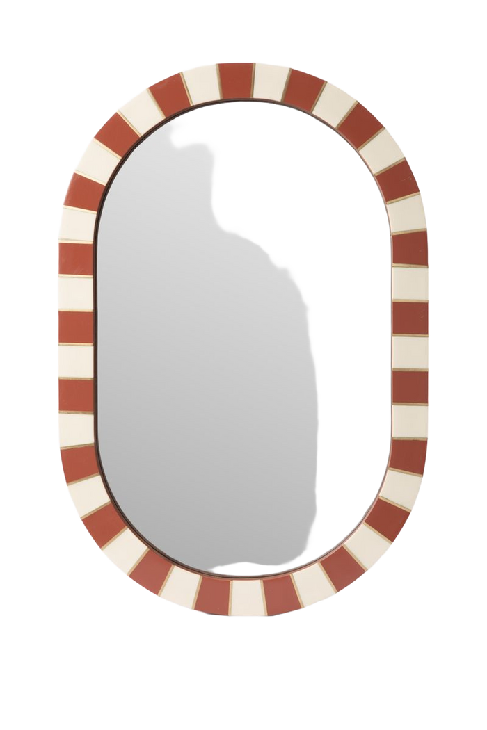 Sissy-Boy Rode hangspiegel met geblokte omlijsting
