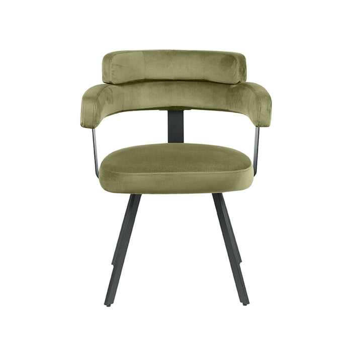 LABEL51 - Eetkamerstoel Bardio - Hunter Fluweel - Zwart Metaal