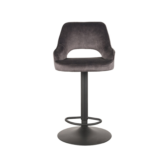 LABEL51 - Barkruk Fer - Antraciet Velours - Zwart Metaal