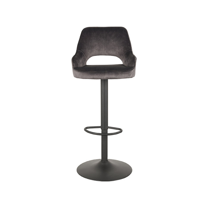 LABEL51 - Barkruk Fer - Antraciet Velours - Zwart Metaal